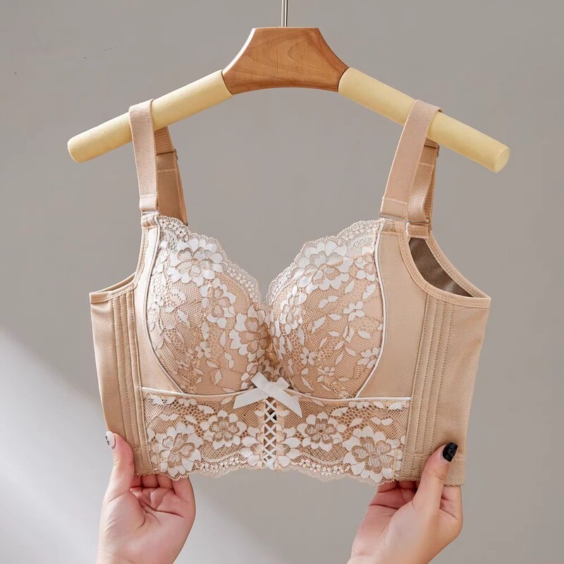 Adjustable underwear women's small chest push up upper support anti-sagging bra thickened five breasted side breast contracting thickened bra