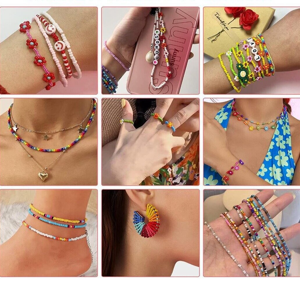 Amazon Explosive 48 Color Perforated Glass Small Rice Bead Set DIY Necklace Bracelet Jewelry Beaded Bead Accessories