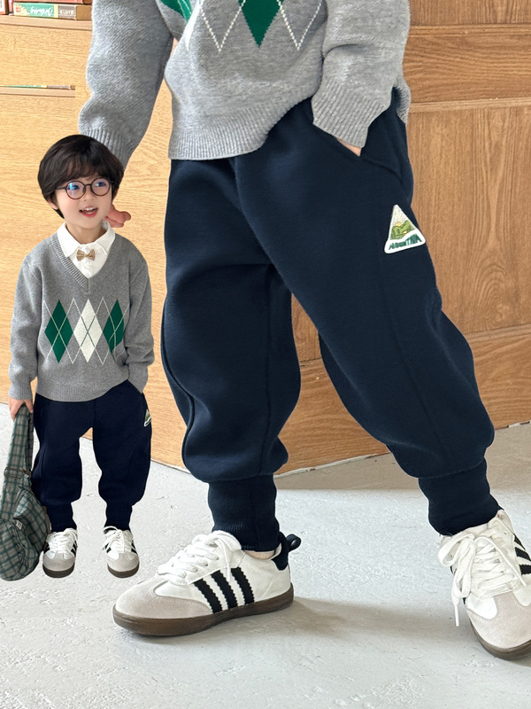 男童裤子秋冬款2025秋装新款儿童加绒运动裤秋季卫裤宝宝休闲长裤|undefined