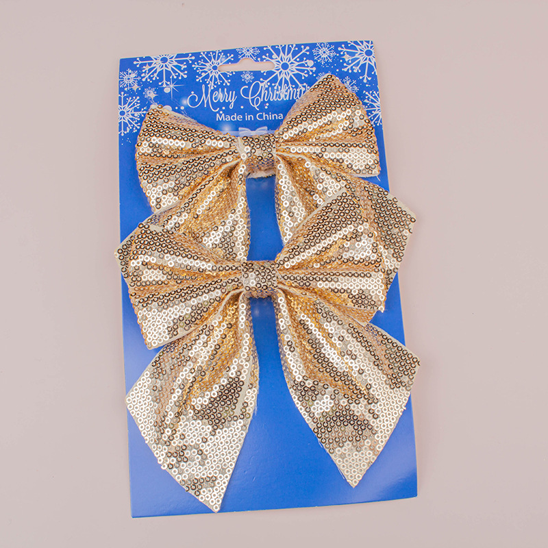 Tejido personalizado sequinilla decoración navideña arco ventana fiesta atmósfera hornear accesorios de embalaje de regalos accesorios