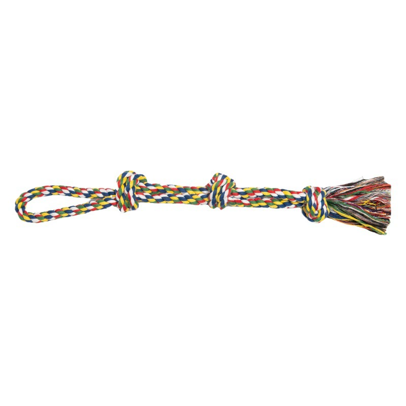 Игрушка для собак из хлопковой веревки для домашних животных, двухниточная ручная тяга, три узла, устойчивый к укусам, молярный интерактивный узел, завод в наличии