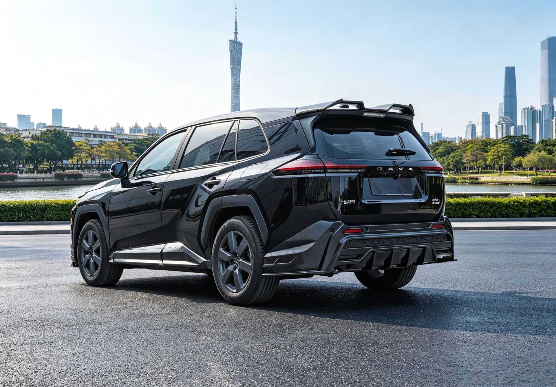 Suitable for 26 Models of Rav4, Rongfang, and Wildlander Modified Front Spoiler, Side Skirts, Rear Bumper, Roof Wing, Rear Diffuser, and Louvered Spoiler