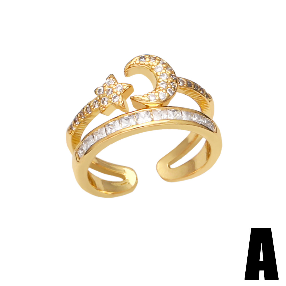 Fashion Creative Zircon Inlaid Nail Moon Leopard Ring Wholesale display picture 3