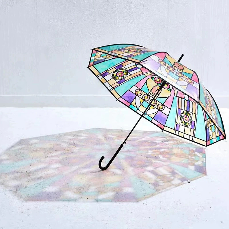 レトロな長柄透明彩画入り高級傘卸売 防雨|undefined