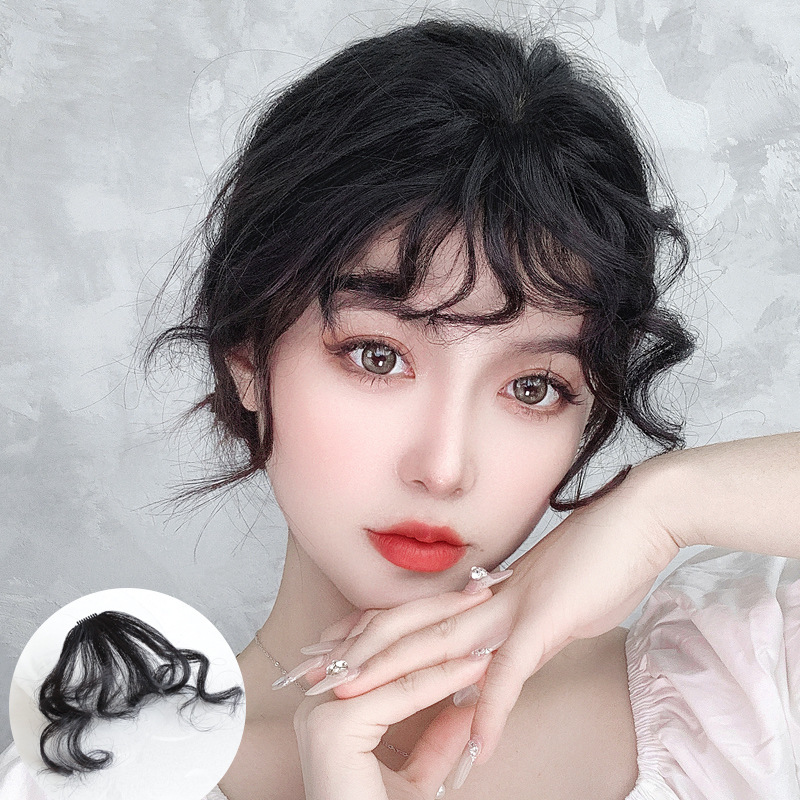 Air Bangs Wig Women's Wool Roll Fake Bangs Natural Port Style Curly Hair Instant Noodle Roll Bangs Wig Hair Piece