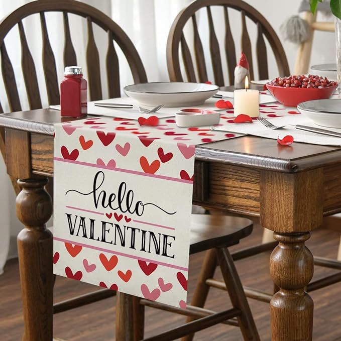 Transfronterizo nuevo amor Rosa carta impresa mantel fiesta ambiente decoración Día de San Valentín camino de mesa