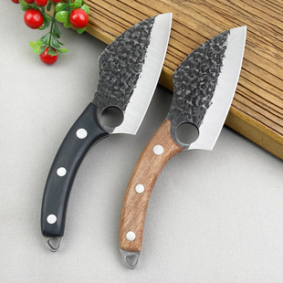 Cross-Border Hammered Forged Boning Knife, Outdoor Ring, Small Scimitar, Butchering and Cutting Chef's Knife, Internet Celebrity Hand-Grip Meat Knife