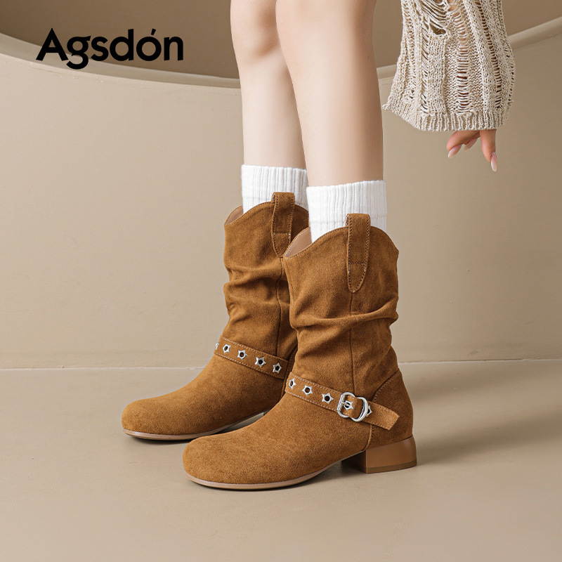 Botas de montado de león antiguo para mujeres 2025 nuevo otoño Maillard occidental botas Retro Bocken botas Martin