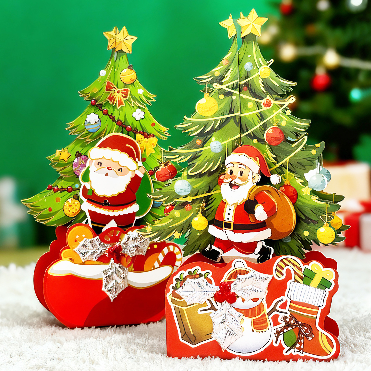 Tarjeta de Navidad Santa 3D tarjeta de Navidad tarjeta de regalo de Nochebuena tarjeta de felicitación