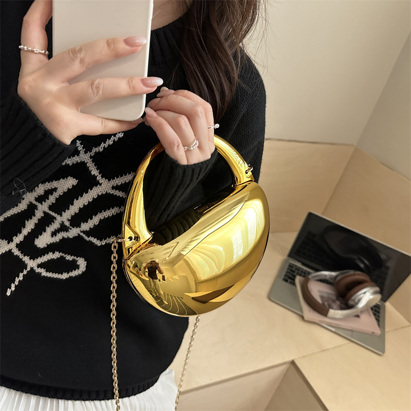 Bags Unique Evening Clutch 2025 New Arrival European & American Fashion Glossy Acrylic Box Bag Women's Handheld Dumpling Bag - Thumbnail 3