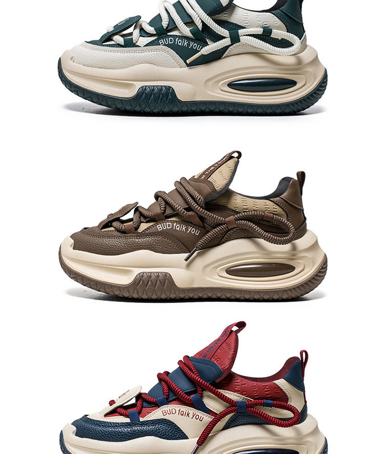 Giày thể thao nam cổ thấp lót lông giữ ấm, đế dày tăng chiều cao, kiểu sneaker dạo phố — X5128- 1m màu xanh lá cây, X5128-1 Kaki, X5128-1 đỏ xanh chi tiết 3