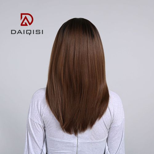 Oushuo Large Quantity Wholesale Women's Long Straight Realistic Natural Full Head Wig Air Bangs False Hair Full Head Wavy Influencer Hair