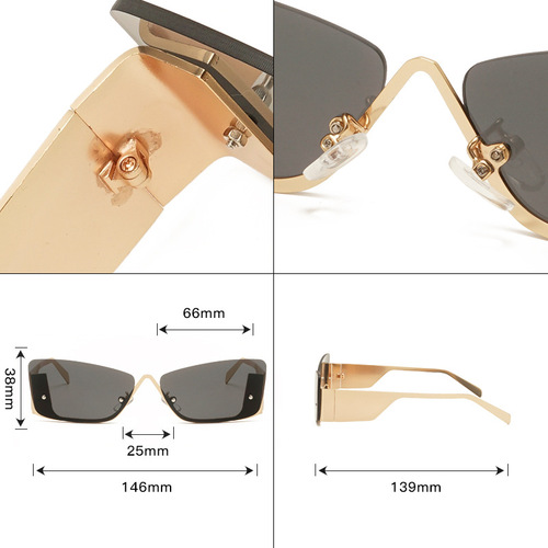 Euro-American Trend Metal Frame Sunglasses for Men and Women, Frameless Sun Glasses, Xiaohongshu Sunshades, Cross-border UV Protection