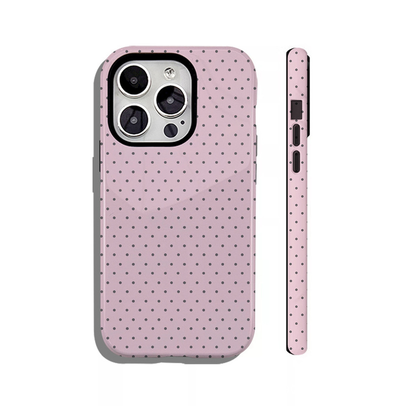 Cross-Border Pink Minimalist Spotted Film Two-In-One Full-Cover Precision Hole Anti-Drop Phone Case Suitable for Apple 17 Phone Case