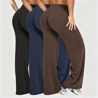 New Cross-Border Straight-Leg Yoga Pants for Women, High-Waisted, Butt-Lifting, Tummy Control, Sports Wide-Leg Pants, Running Fitness Yoga Flared Pants