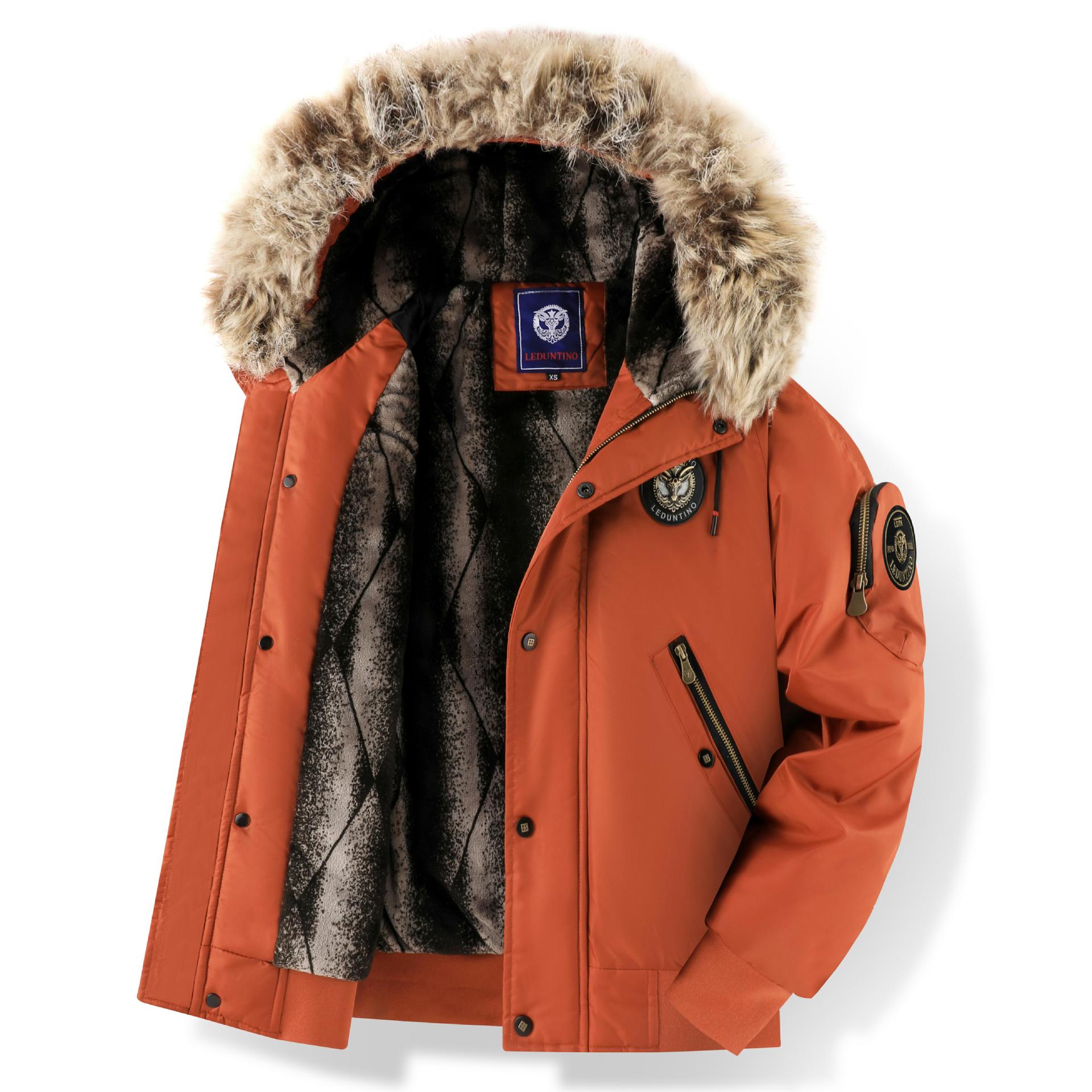 Men’s Velvet-Touch Winter Coat – Thickened Hooded Jacket (Black/Dark Green/Brick Red, XS-XXXL)_voghion.com