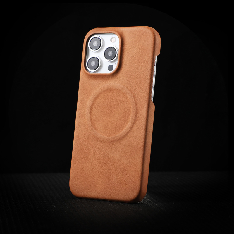 羊巴皮商务适用iPhone16promax复古肤感苹果15pm磁吸防摔手机壳套|undefined