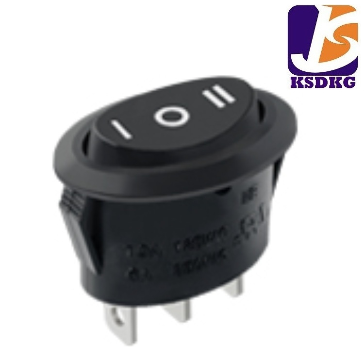 工厂销售黑色三脚三档 椭圆形按钮开关 控制电源船型开关