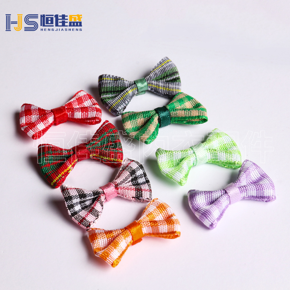 织带缎带格子款丝带蝴蝶结 手打花仔装饰蝴蝶结成品