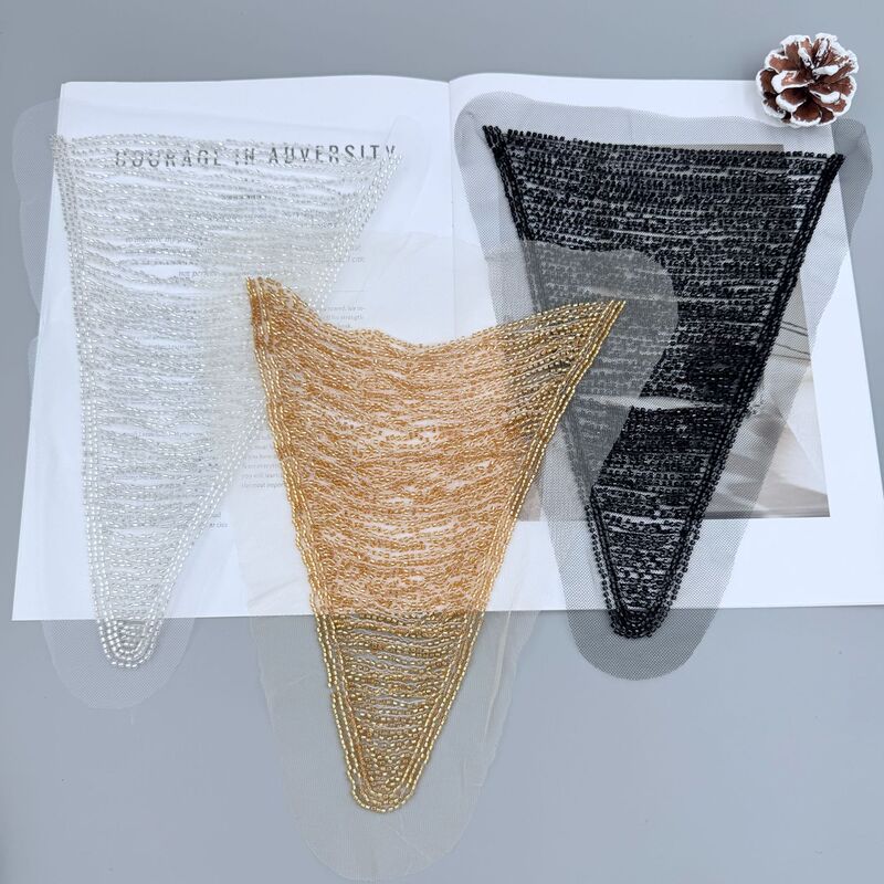 Trendy Cross-Border Triangular Embroidery Tassel Appliqué Front and Back Neckline Dress Wedding Performance Dress Lace Accessories