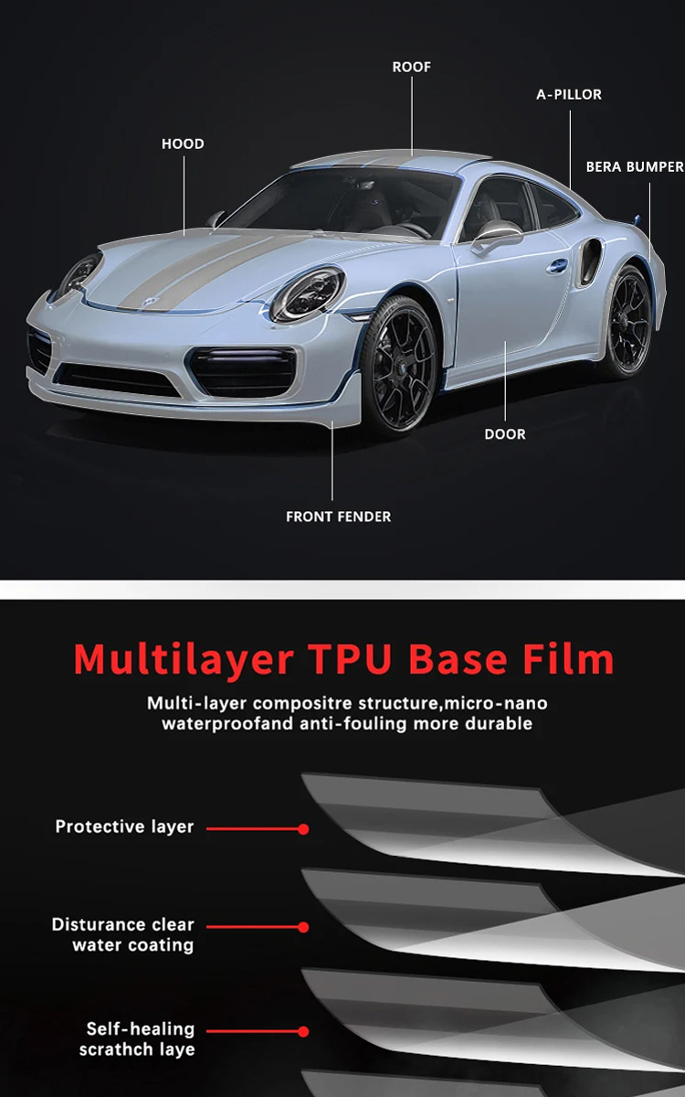 Cross-Border Filmppf Car Transparent Paint Protection Film Matte Glossy Black Film Full Car Film Tpu Invisible Car Cover