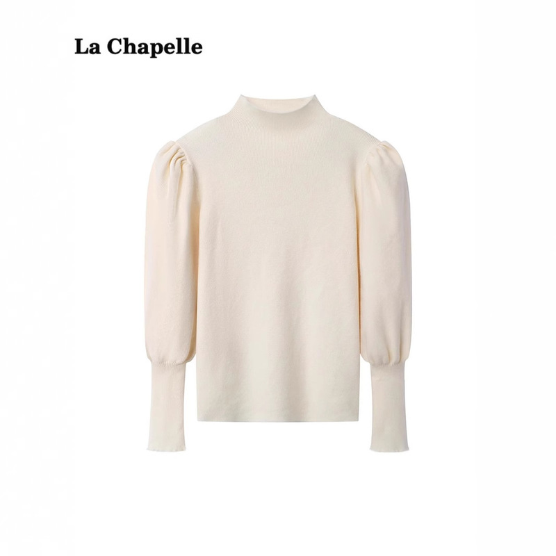 [Jingya Clothing] Hot-Selling Spot Half Turtleneck Knitwear for Women, Autumn and Winter New Lantern Sleeve Bottoming Shirt