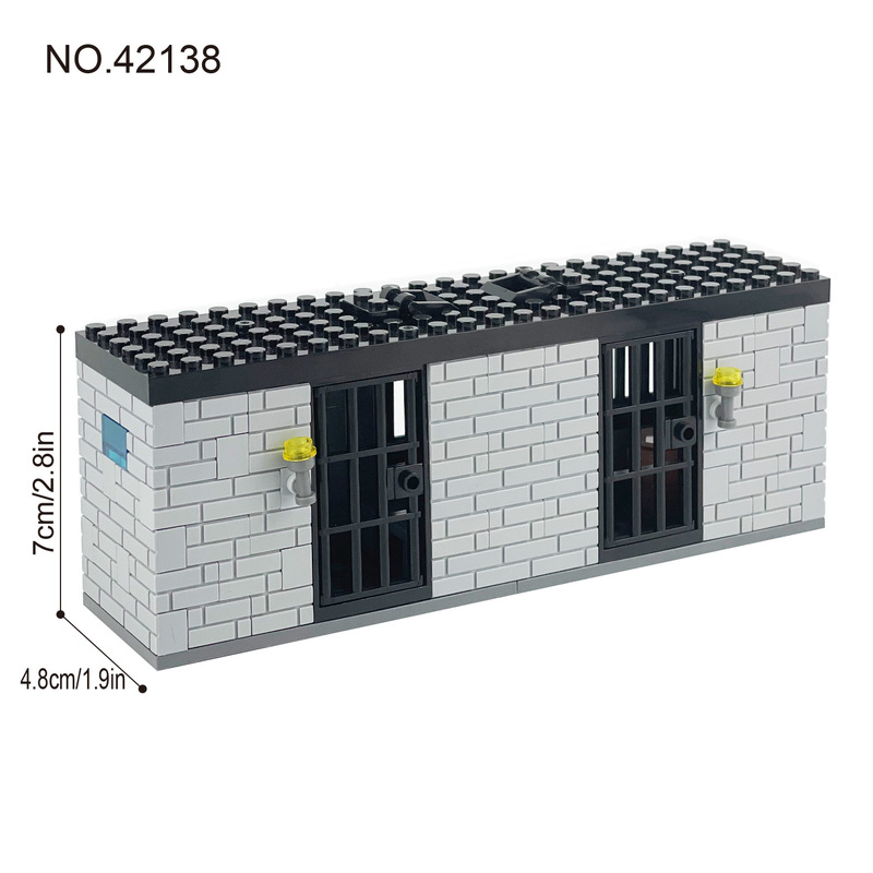 2 Types of Prison-Themed Children's Building Block Toys with Small Pieces, Black House Architecture, Cross-Border Wholesale, Large Cell Block 42138