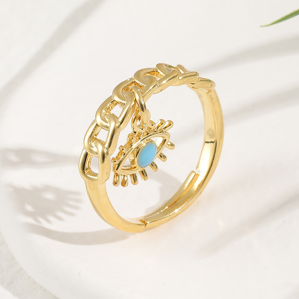 new womenu0027s ring geometric evil eye open copper tail ring
