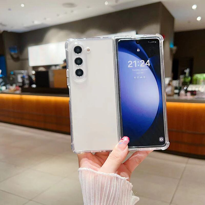 Suitable for Samsung Foldable Screen Zfold6/5 Phone Case, Transparent Zflip7 Phone Case, Foreign Trade Foldable Phone Cover
