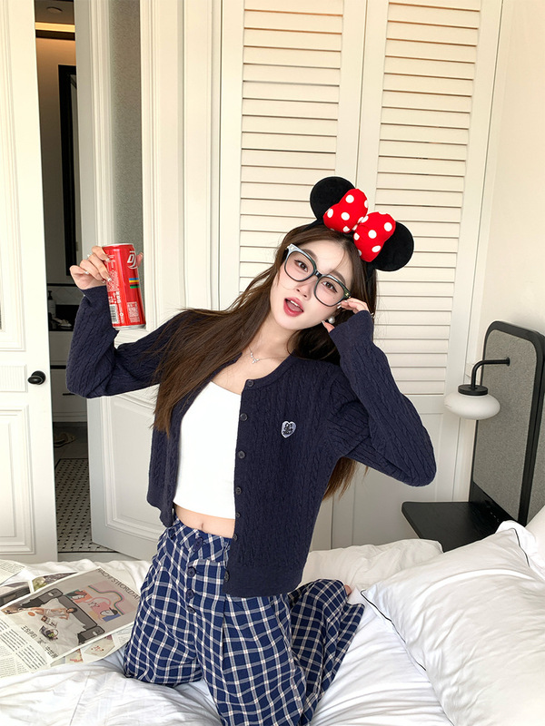 黄色开衫针织开衫外套女2025新款短款慵懒春秋麻花毛衣高级感上衣|undefined