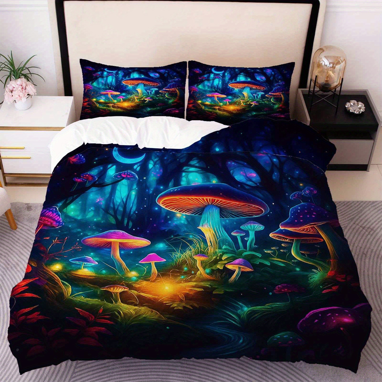 TEMU / JIT textil doméstico molido impresión digital de color iluminante set de colcha con patrón forestal para diseñar