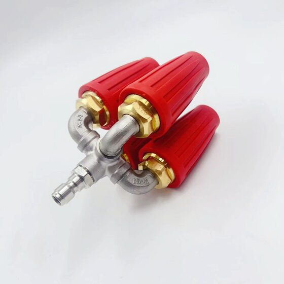 High-pressure water gun rotating nozzle aluminum alloy with four-way stainless steel water pipe joint TIP1/4 4000PSI