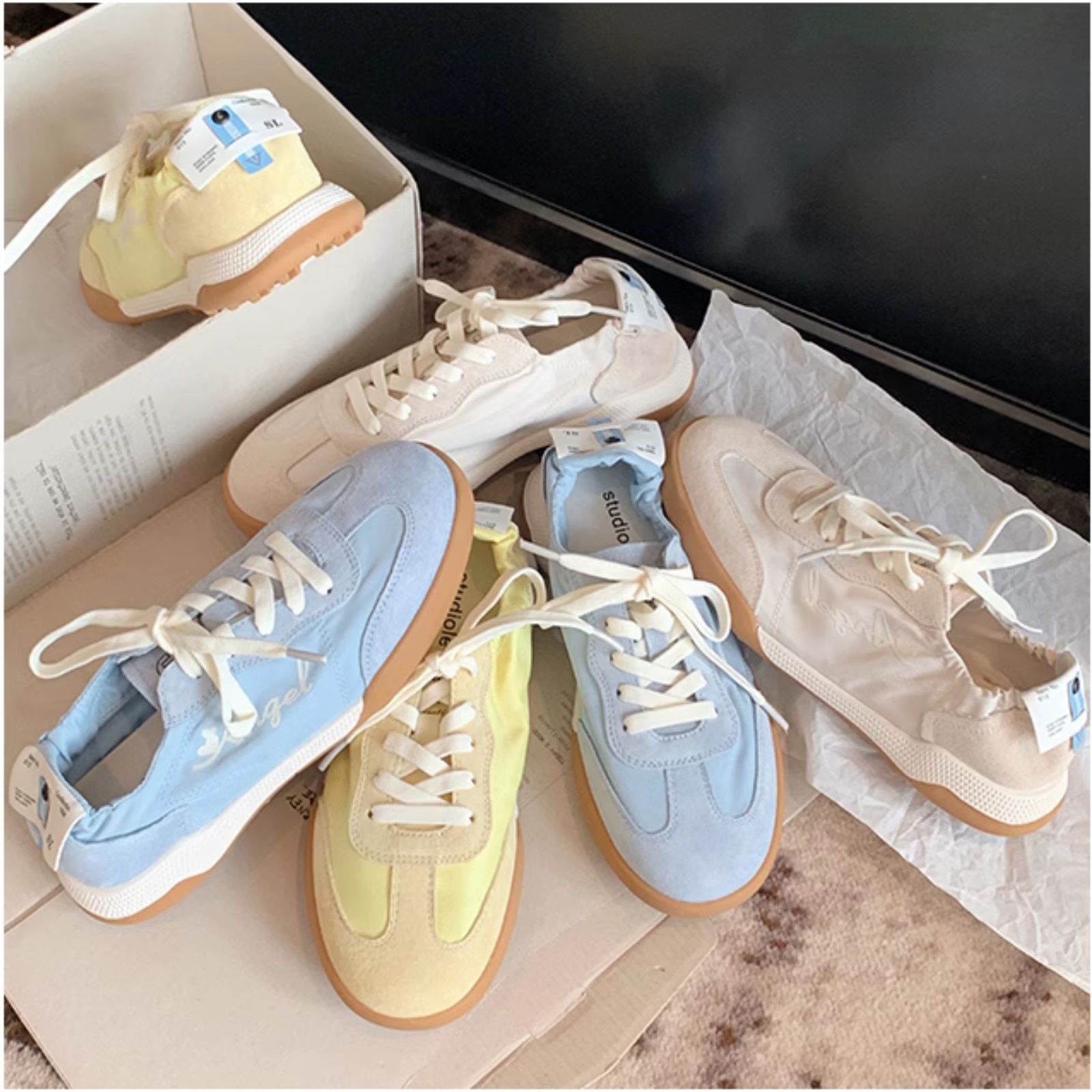 발레 훈련 신발 여성 포도 엄마 같은 스타일 캐주얼 올매치 경량 통기성 스포츠 화이트 신발 여성의 부드러운 밑창 포레스트 검프 신발