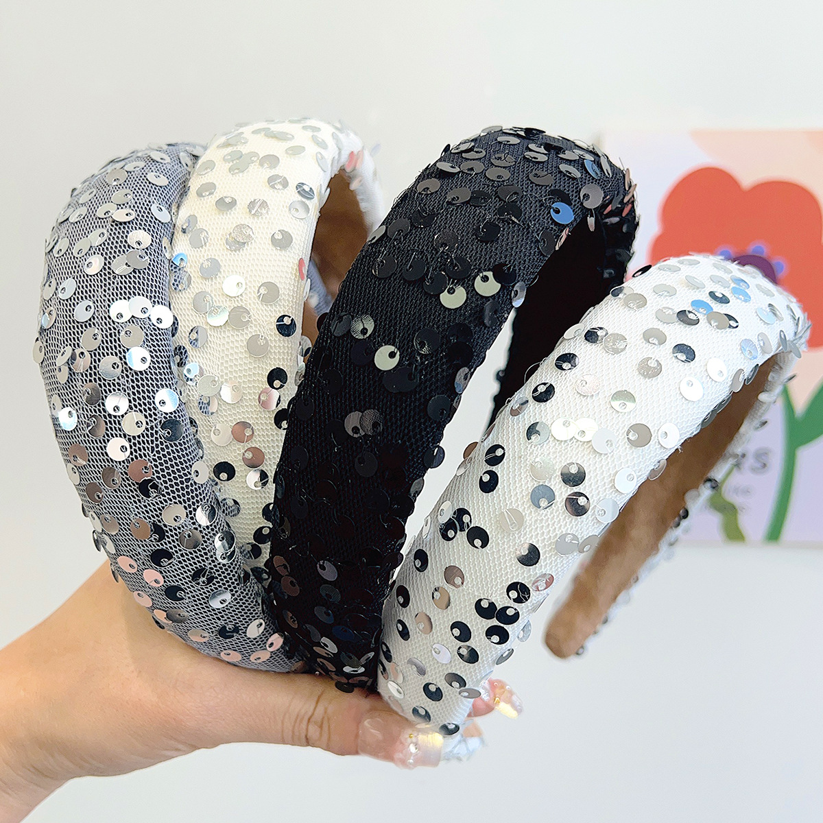 2025 New Personality Sparkling Headband Sweet Simple Versatile High Crown Headband Advanced Sense Hair Clip Very Shiny