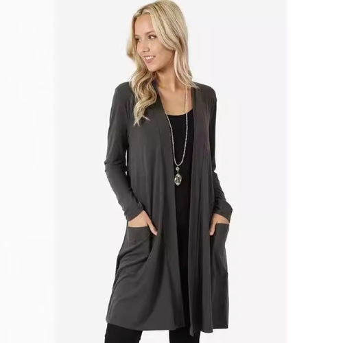  AliExpress Wish Amazon eBay Western Simple Long Sleeve Mid-length Cardigan