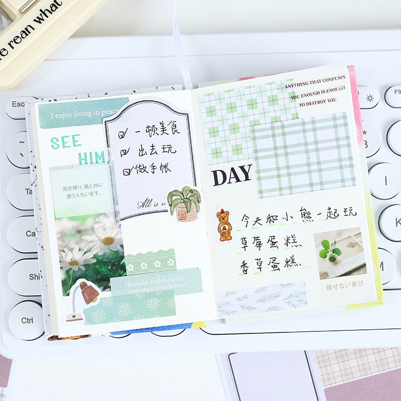 Soft Wind Sleeping Grid Antiguo Mensaje desgarrado Post-it - Notes Cuentas de mano transfronterizas Ins Style Material Paquete Di Di Stickers Decoration
