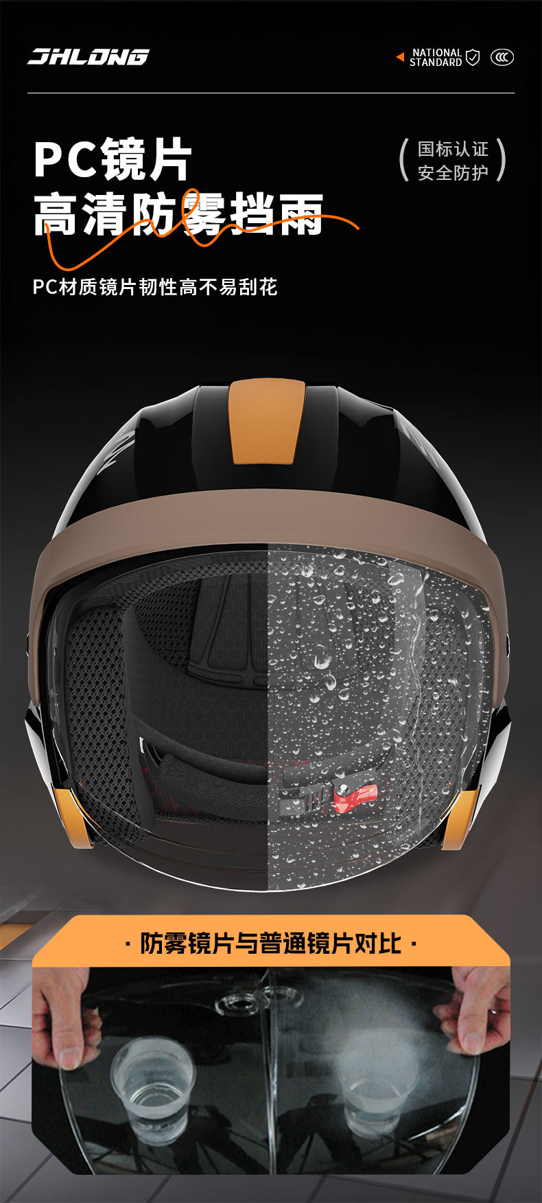 Junhaolong New National Standard Electric Motorcycle Helmet for Men and Women Autumn and Winter New Anti-Fog Warm Safety Helmet Half Helmet