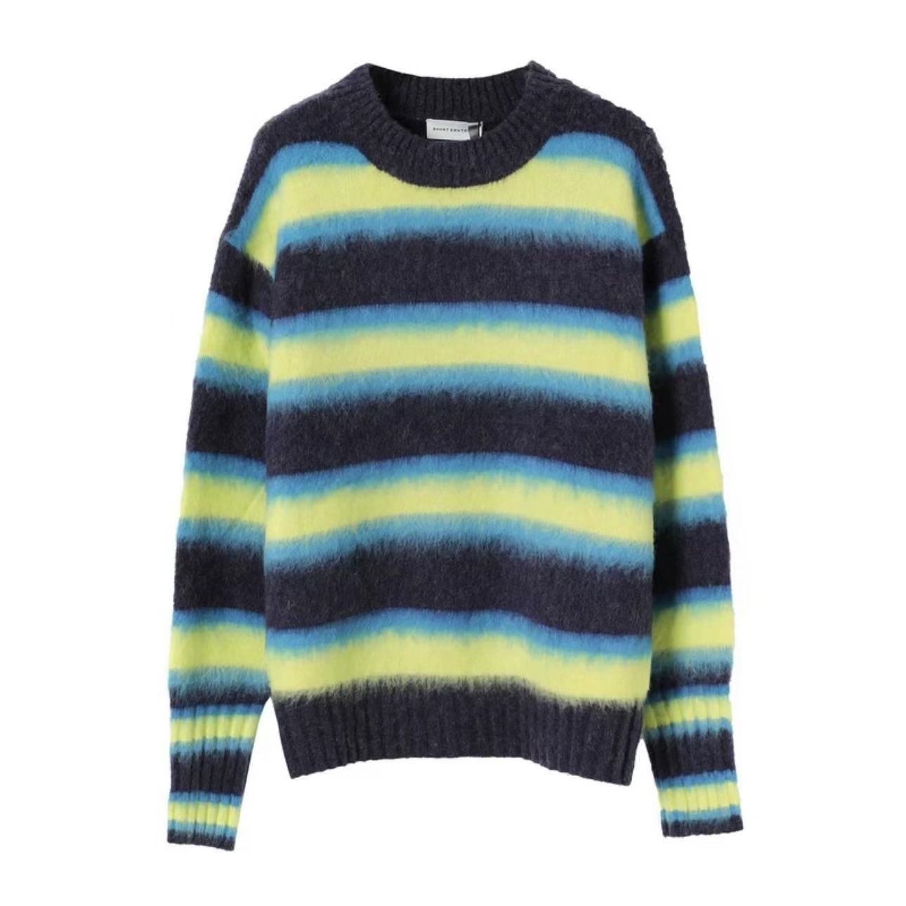 줄무늬 느슨한 니트 패션 대조 가을과 겨울 스웨터 디자이너 탑