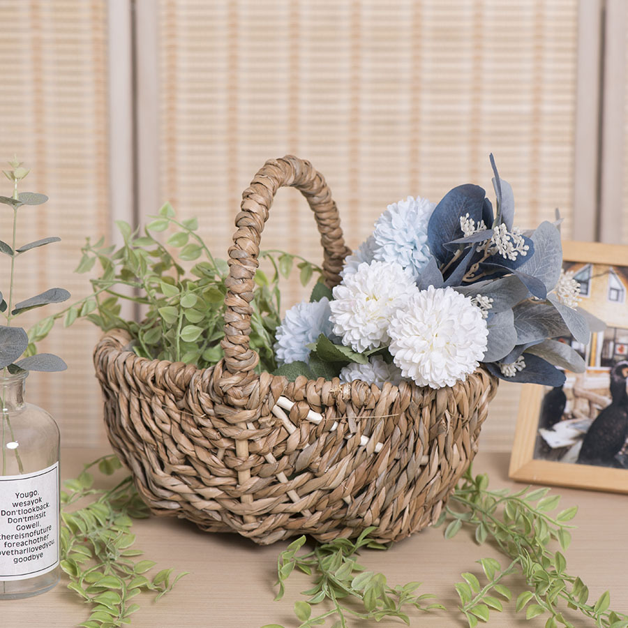 Pequeña canasta de tejido a mano personalizada tela de paja tela de caña tela de sauce tela de tela