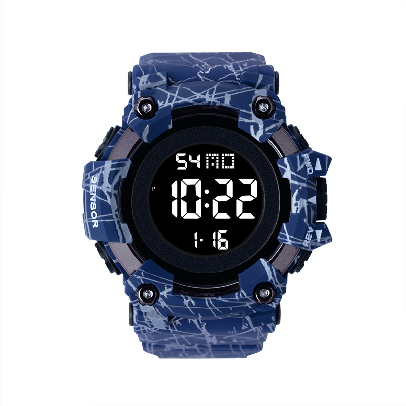 Amazon moda gran dial reloj electrónico estudiante masculino moda impermeable alarma luminosa deportes estilo reloj electrónico