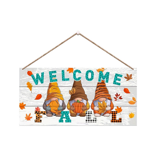 Thanksgiving three dwarfs welcome hanging maple leaf pumpkin doorplate ornament harvest festival wreath emblem decoration