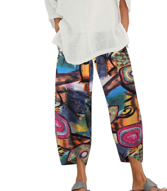 Lino de bambú 2023 nueva primavera suelta moda Impresión digital directa la fábrica pantalones casuales verano