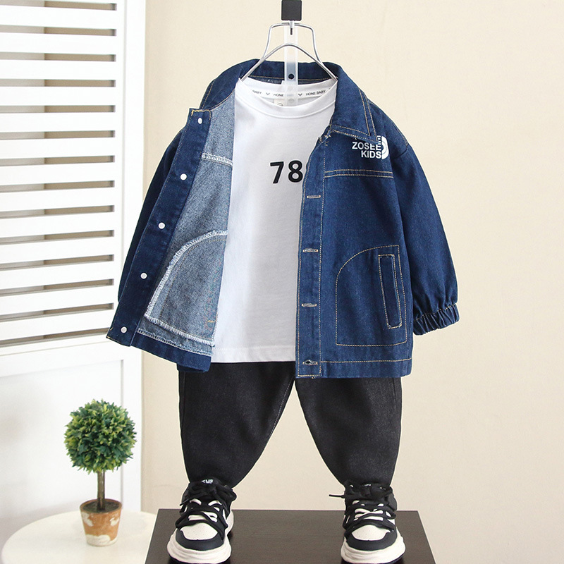 5887 chaqueta de mezclilla para niños 2024 nueva chaqueta coreana de otoño para niños, camisa de manga larga para niños, marea