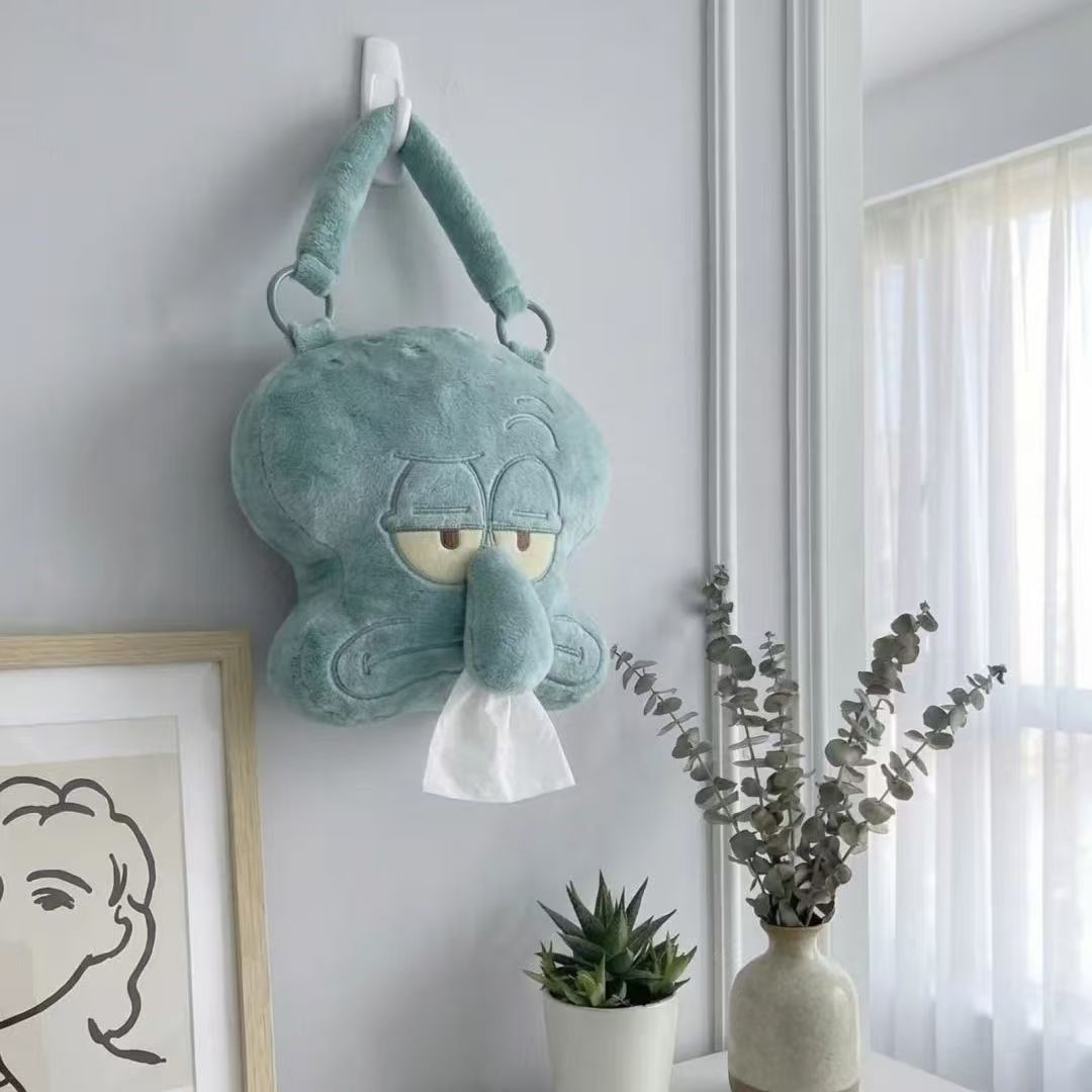 2026 New Cute Squidward Hanging Tissue Bag for Bedroom, Living Room, Dormitory, Car Tissue Box, Gift for Best Friend