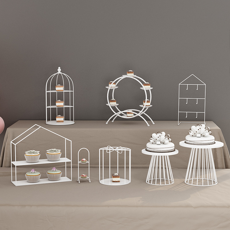 Decoración de mesa de postre simple mesa de postre estante soporte de exhibición decoración de pastelería bandeja de comida fría merienda stand té de la tarde image 17