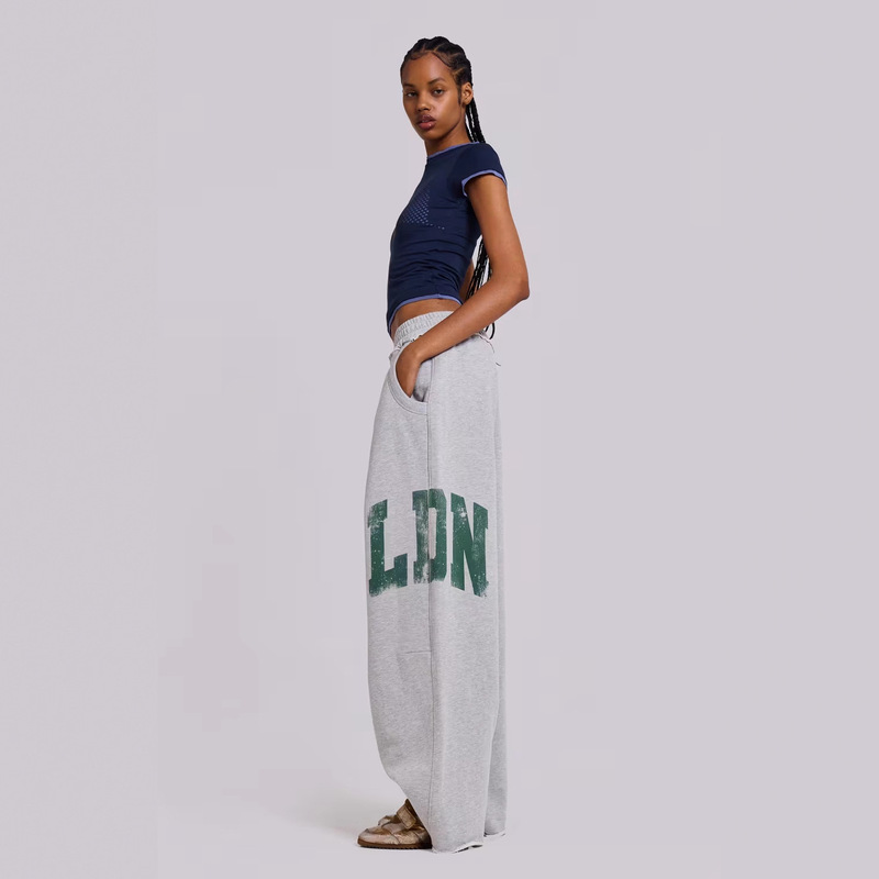 欧美跨境jaded 新款时尚印花直筒休闲运动裤女 baggy sweatpants|undefined