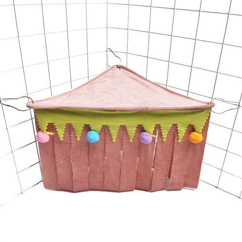 Hamster guinea pig rabbit three-sided tassel corner shelter Christmas small pet corner hideaway hammock tent