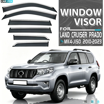 Window Visor, Rain shield - standard-packing-without-logo-6pcsprado-fj150mk4-j150-2010-2023pc-obwith-bright-strip-rain-shield
