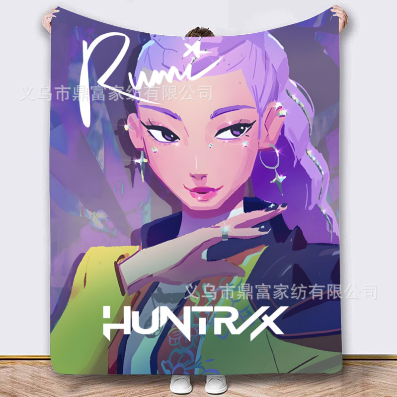 跨境法兰绒毛毯K Pop Demon Hunters Team Anime数码印花毛毯盖毯|undefined