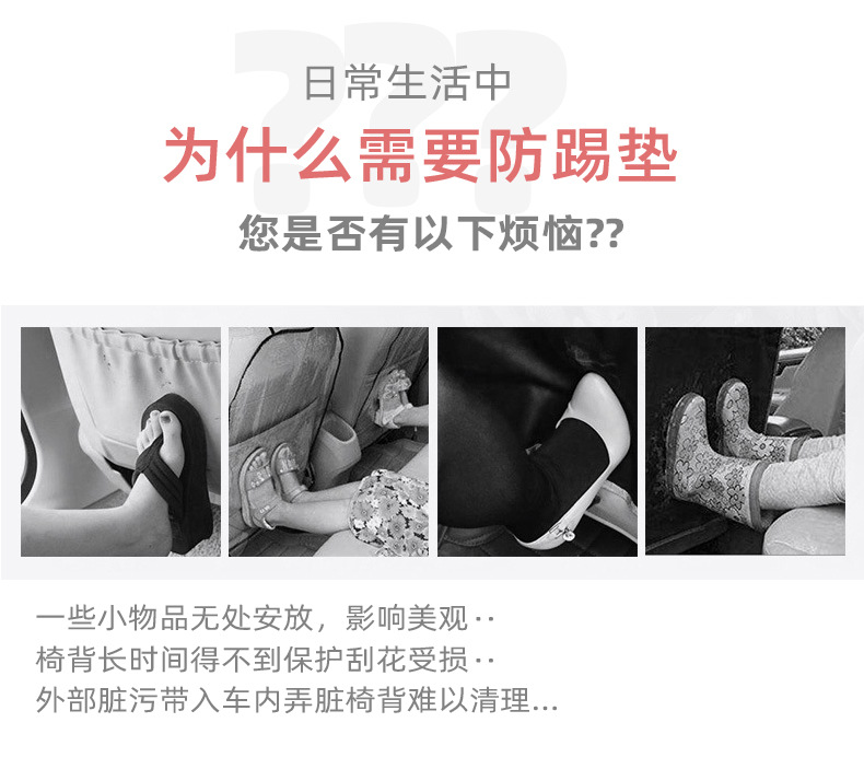 Cute Car Seat Back Anti-Kick Pad Cartoon Print Car Anti-Dirty Anti-Wear Pad Multi-Functional Storage Car Supplies